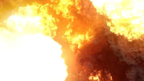 3D rendering of an impressive intense explosion on a black background Stock Illustration
