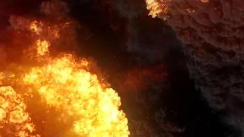 3D rendering of an impressive intense explosion on a black background Stock Illustration