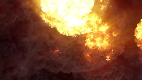 3D rendering of an impressive intense explosion on a black background Stock Illustration