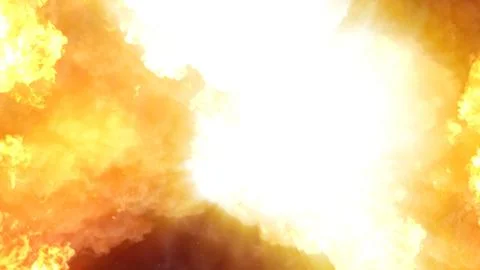 3D rendering of an impressive intense explosion on a black background Stock Illustration