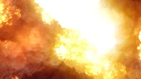 3D rendering of an impressive intense explosion on a black background Stock Illustration