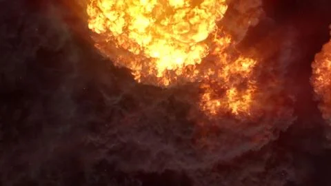 3D rendering of an impressive intense explosion on a black background Stock Illustration