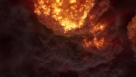 3D rendering of an impressive intense explosion on a black background Stock Illustration