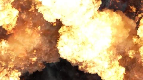 3D rendering of an impressive intense explosion on a black background Stock Illustration
