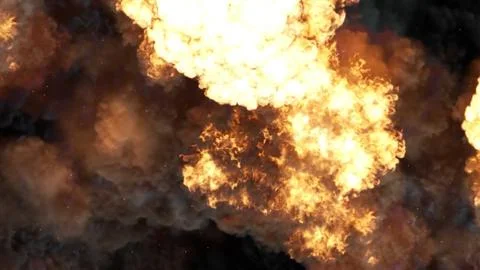 3D rendering of an impressive intense explosion on a black background Stock Illustration