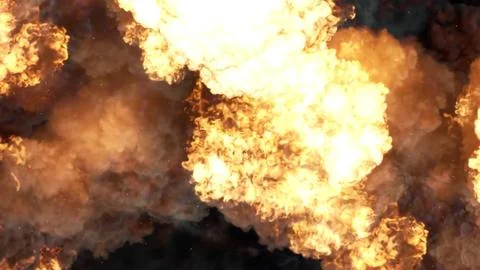 3D rendering of an impressive intense explosion on a black background Stock Illustration
