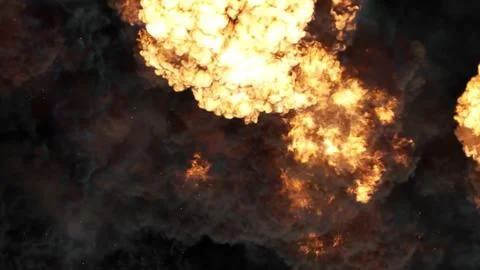 3D rendering of an impressive intense explosion on a black background Stock Illustration