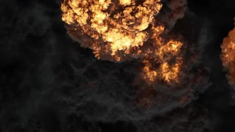 3D rendering of an impressive intense explosion on a black background Stock Illustration