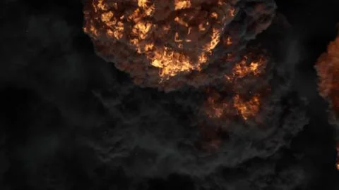3D rendering of an impressive intense explosion on a black background Stock Illustration