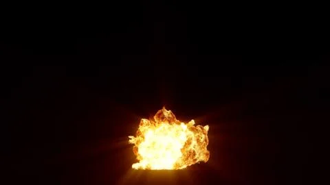 3D rendering of an impressive intense explosion on a black background Stock Illustration