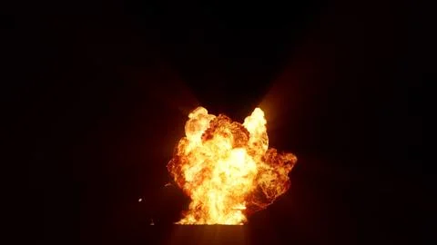 3D rendering of an impressive intense explosion on a black background Stock Illustration