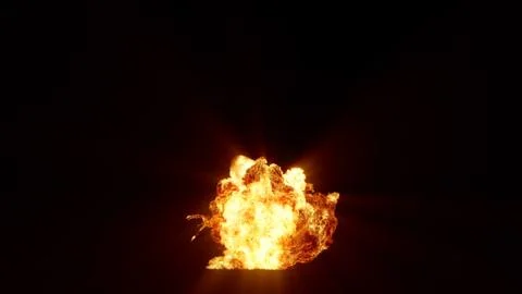 3D rendering of an impressive intense explosion on a black background Stock Illustration