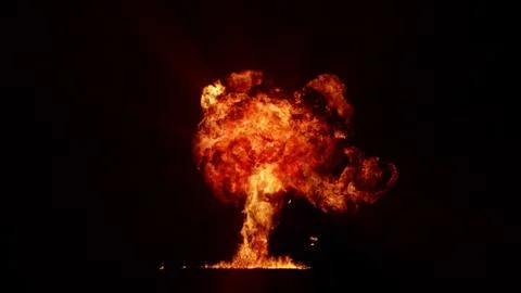 3D rendering of an impressive intense explosion on a black background Stock Illustration