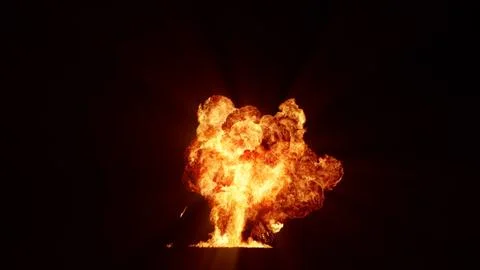 3D rendering of an impressive intense explosion on a black background Stock Illustration