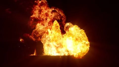 3D rendering of an impressive intense explosion on a black background Stockillustratie