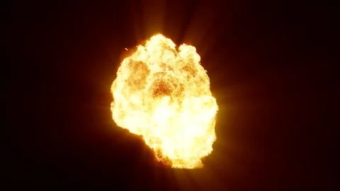 3D rendering of an impressive intense explosion on a black background Stock Illustration