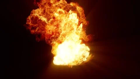 3D rendering of an impressive intense explosion on a black background Illustrazione stock