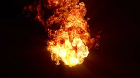3D rendering of an impressive intense explosion on a black background Stock Illustration