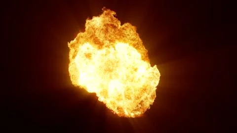 3D rendering of an impressive intense explosion on a black background 스톡 일러스트