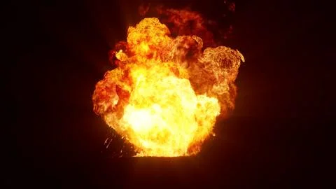 3D rendering of an impressive intense explosion on a black background Stock Illustration
