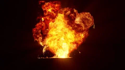 3D rendering of an impressive intense explosion on a black background Stock Illustration
