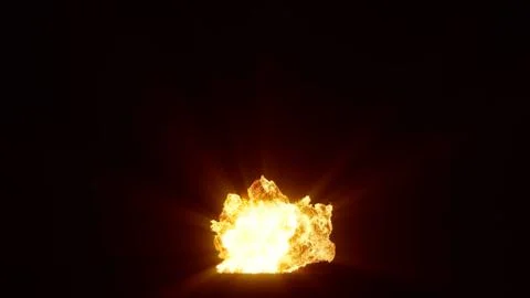 3D rendering of an impressive intense explosion on a black background Stock Illustration