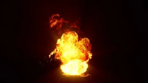 3D rendering of an impressive intense explosion on a black background Stock Illustration