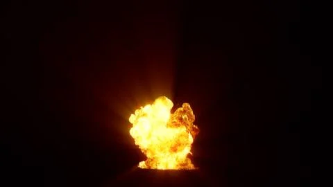 3D rendering of an impressive intense explosion on a black background Stock Illustration