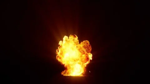 3D rendering of an impressive intense explosion on a black background Stockillustratie
