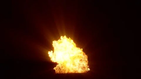 3D rendering of an impressive intense explosion on a black background Stock Illustration