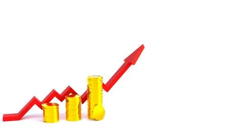 3d rendering increasing rate of gold loan concept design background Stock Illustration