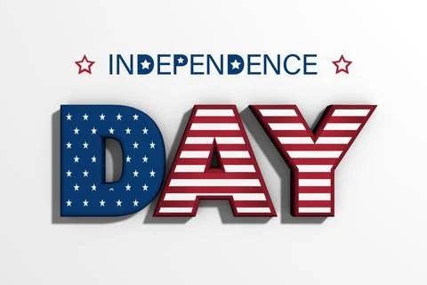 3D rendering Independence Day text on white background. Stock Illustration