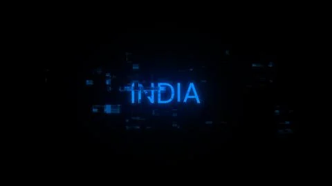 3D rendering India text with screen effects of technological glitches Illustrazione stock