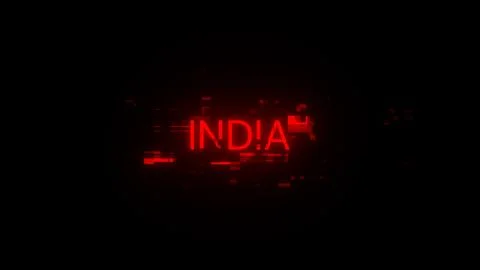 3D rendering India text with screen effects of technological glitches Stock Illustration