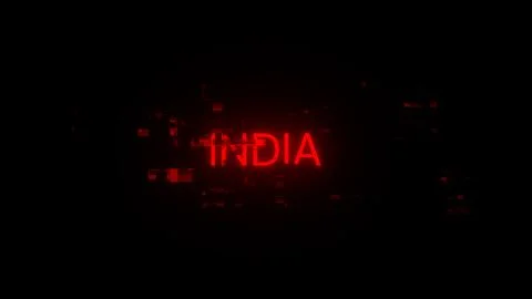 3D rendering India text with screen effects of technological glitches Stockillustratie