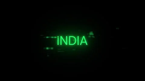3D rendering India text with screen effects of technological glitches 스톡 일러스트