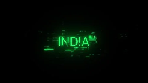3D rendering India text with screen effects of technological glitches イラスト素材