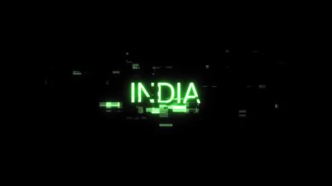 3D rendering India text with screen effects of technological glitches イラスト素材