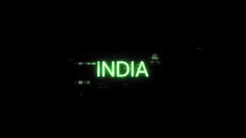 3D rendering India text with screen effects of technological glitches Stock Illustration