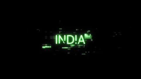 3D rendering India text with screen effects of technological glitches Stock Illustration