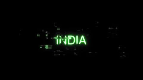 3D rendering India text with screen effects of technological glitches イラスト素材