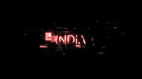 3D rendering India text with screen effects of technological glitches Stockillustratie