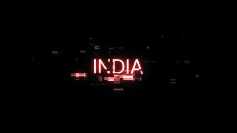 3D rendering India text with screen effects of technological glitches Stock Illustration