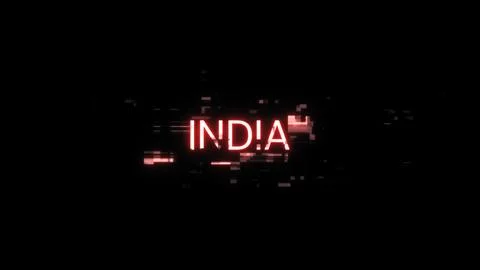 3D rendering India text with screen effects of technological glitches 库存插图