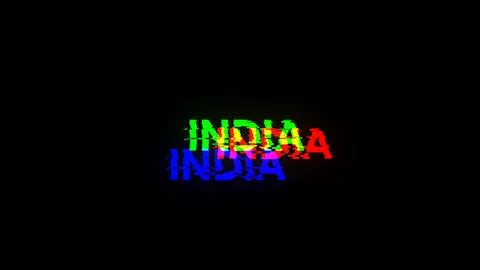 3D rendering India text with screen effects of technological glitches Stock Illustration