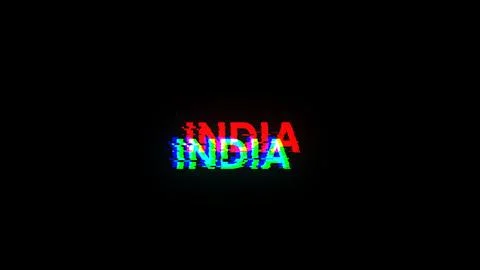 3D rendering India text with screen effects of technological glitches Stock Illustration
