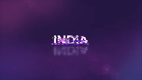 3D rendering India text with screen effects of technological glitches Stock Illustration