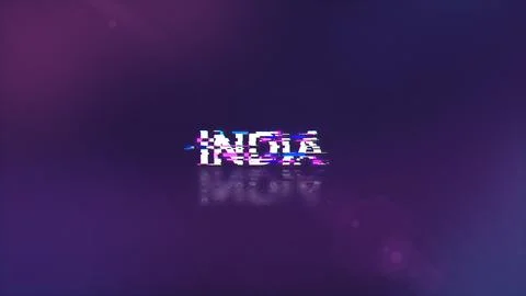3D rendering India text with screen effects of technological glitches イラスト素材