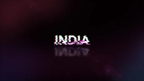 3D rendering India text with screen effects of technological glitches 스톡 일러스트