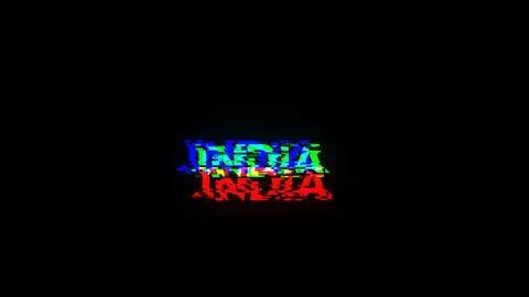 3D rendering India text with screen effects of technological glitches Stock Illustration